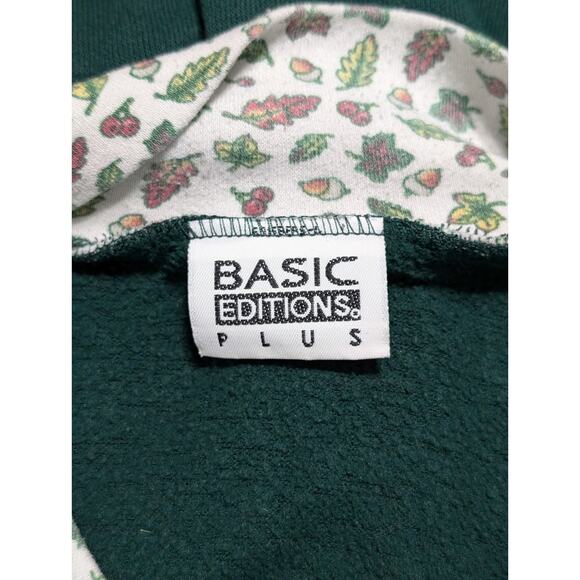 VTG Basic Editions 90's Autumn Birds Sweater Green Granny Core Size 2X - Picture 8 of 11